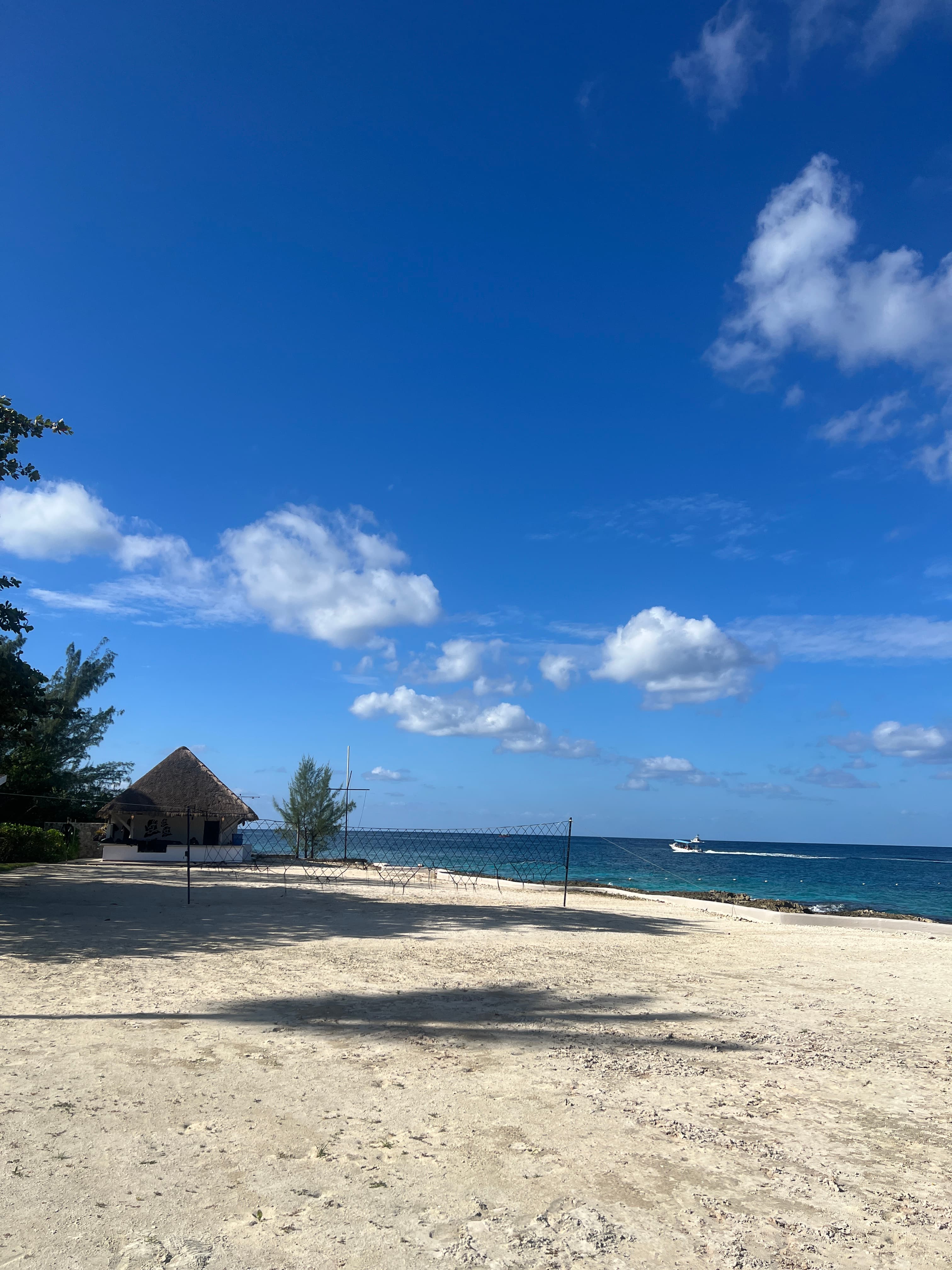 White sand, palapa, and the Caribbean off Cozumel